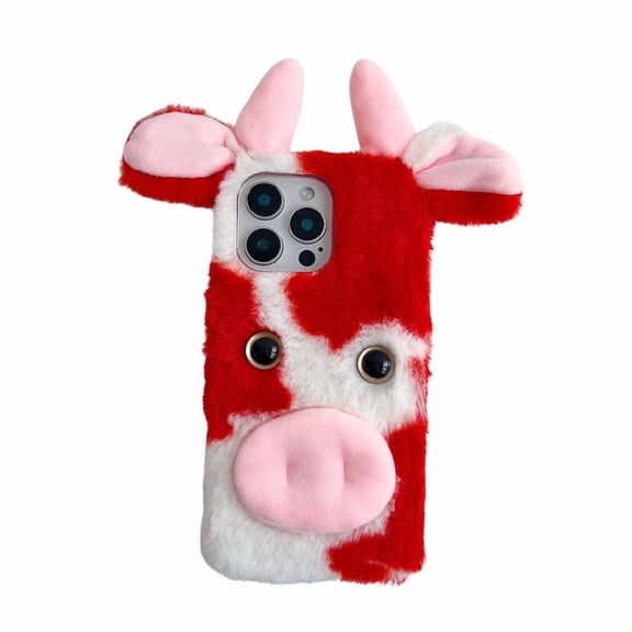 Case for Oneplus Nord Ce4 Lite 5g Cow Phone Case Autumn and Winter Lovely Fuzzy Fluffy Cartoon Cow