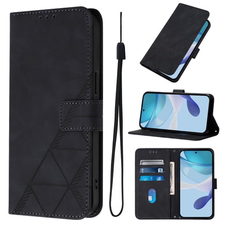 Case for Oppo Reno 15 Wallet PU Leather Case with Card Slots Kickstand Shockproof Magnetic Flip Phone Cover, Black