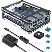 Case for Raspberry Pi 4 with Fan Cooling 4B 5V 3A Power Supply, pcs Aluminum Heatsinks Support Model B 8gb/4gb