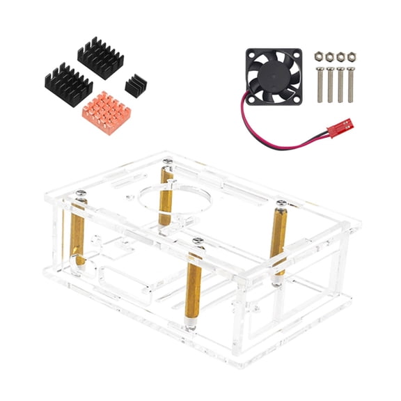 Case for RaspberryPi5 Transparent Acrylic Cover Case Enclosure Cooling Fan Case