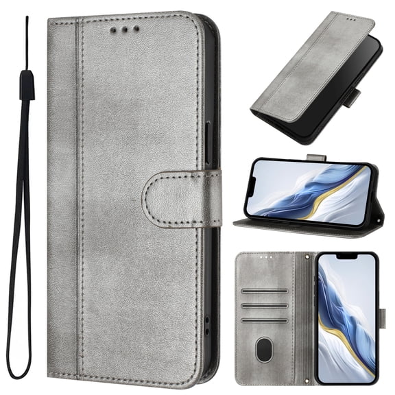 Case for Realme 16 Pro 5G Wallet PU Leather Case with Card Slots Kickstand Magnetic Flip Shockproof Protective Phone Cover, Gray