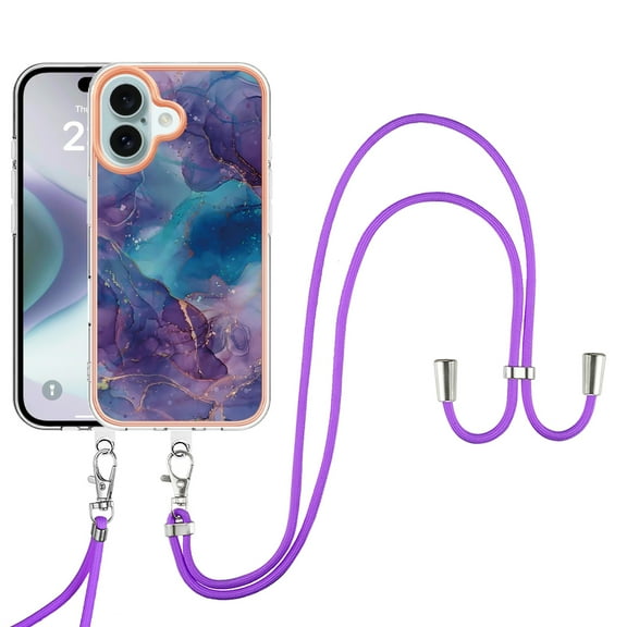 Case for Samsung A24 4G case,Shiny IMD Marble Pattern Lanyard Case for Girls,Enhanced Camera and Screen Protection Cover