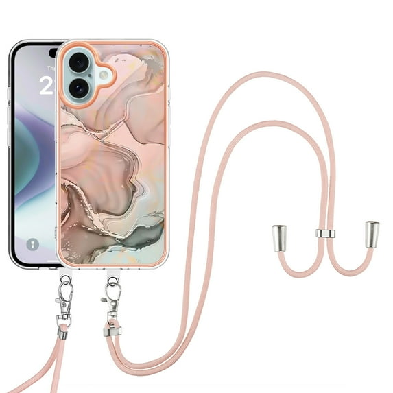 Case for Samsung A34 5G case,Shiny IMD Marble Pattern Lanyard Case for Girls,Enhanced Camera and Screen Protection Cover