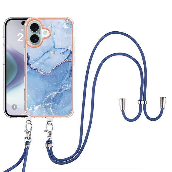 Case for Samsung A36 case,Shiny IMD Marble Pattern Lanyard Case for Girls,Enhanced Camera and Screen Protection Cover