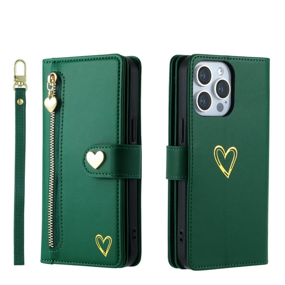 Case for Samsung Galaxy A03 EU Wallet phone case with zipper pocket, wrist strap, flip cover and built-in card slots.