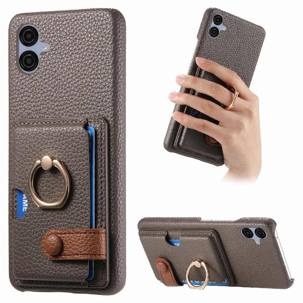 Case for Samsung Galaxy A04e Ring Stand Premium Textured Leather Card ...