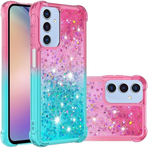 Case for Samsung Galaxy A15 5G Case Glitter Liquid Cute Clear Shockproof Back Cover,Soft TPU Phone Case for Samsung Galaxy A15 5G Gradient Turquoise