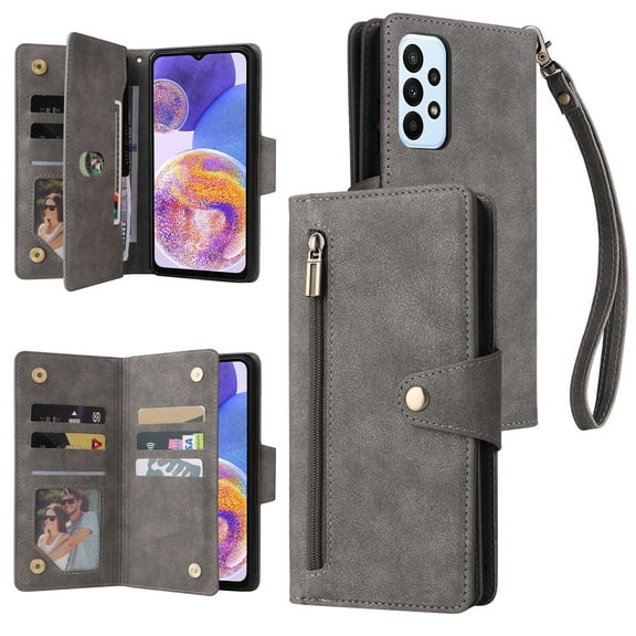 Case for Samsung Galaxy A23 4G/5G Magnetic Leather Zipper Wallet Cover Card Holder