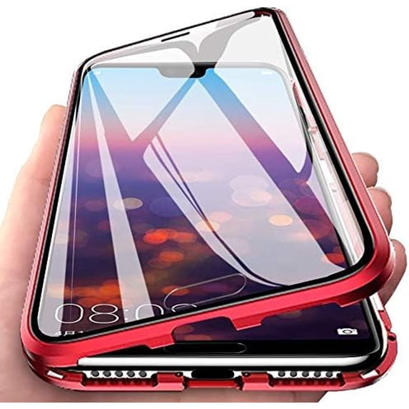 Case for Samsung Galaxy A25 Magnet Absorption, Clear Full-Body Protection with Built-in Screen Protector,Anti-Scratch Case for Samsung Galaxy A25 Red
