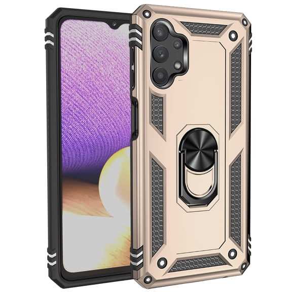 Case for Samsung Galaxy A32 5G, Ring Holder Kickstand Hybrid Rugged Shockproof Magnetic Car Mount Protective Cover, Gold
