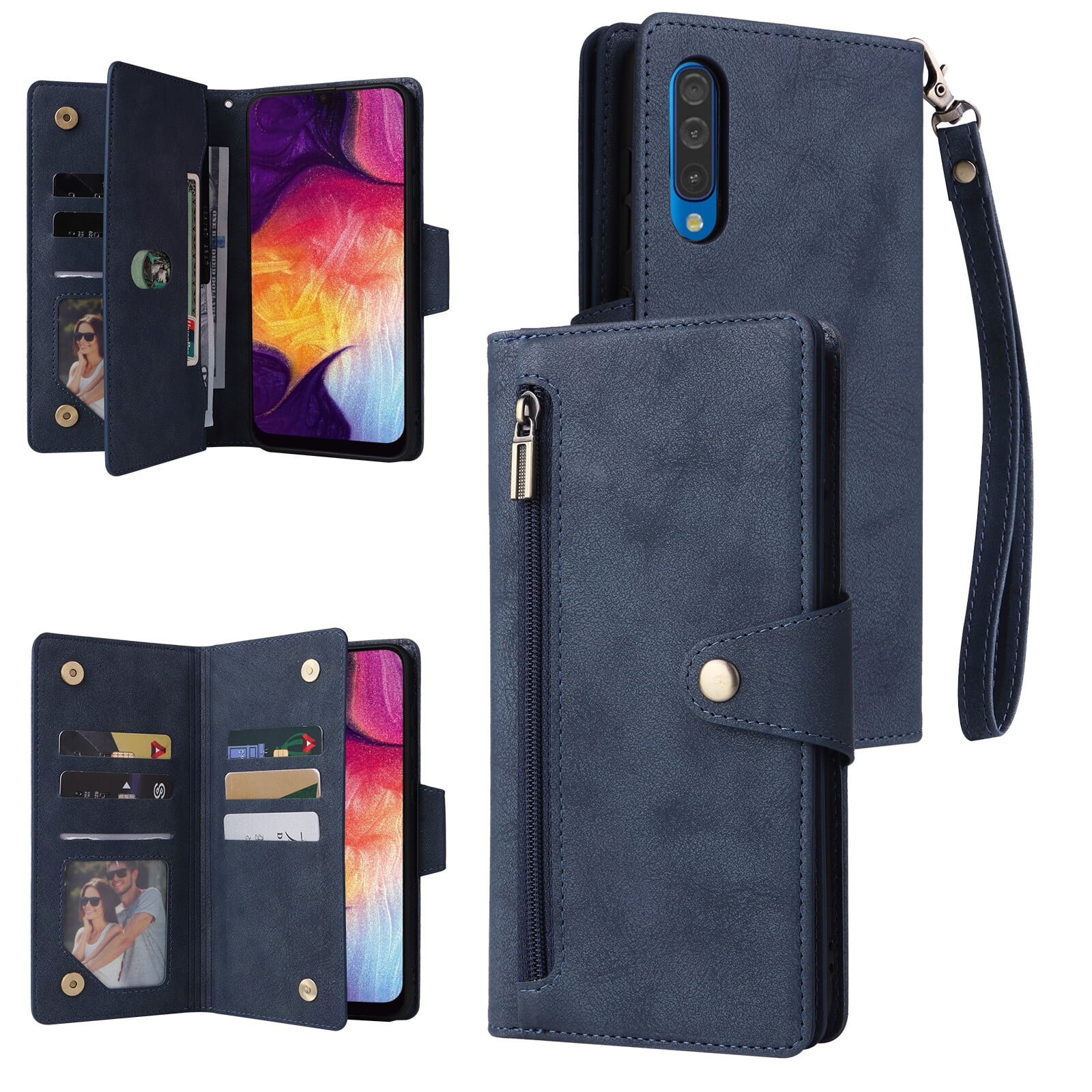 Case for Samsung Galaxy A50 Magnetic Leather Zipper Wallet Cover