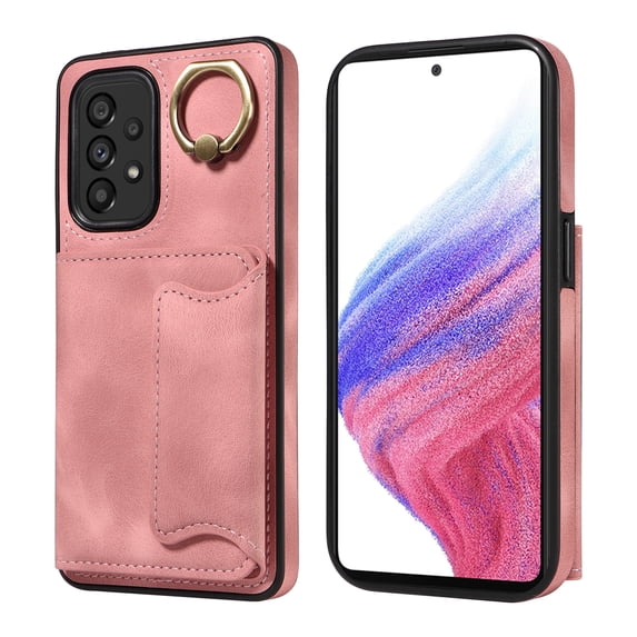 Case for Samsung Galaxy A53 5G, PU Leather 3 Card Slots with Finger Ring Holder Shockproof Phone Case