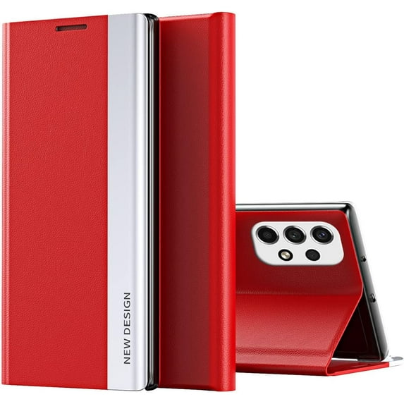 Case for Samsung Galaxy A53 5G (not 4g), Premium PU Leather Kickstand Cover Durable Shockproof Stand Flip Phone Case for Samsung Galaxy A53 5G CX Red