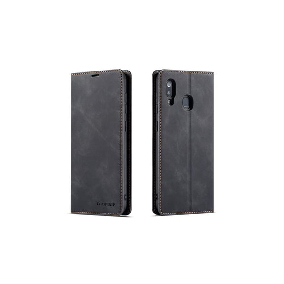 Case for Samsung Galaxy A60, Premium PU Leather Cover TPU Bumper with Card Holder Kickstand Hidden Magnetic Shockproof Flip Wallet Case