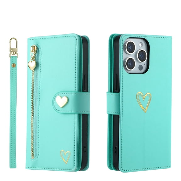 Case for Samsung Galaxy Grand prime pro 2018 Wallet phone case with zipper pocket, wrist strap, flip cover and built-in card slots.