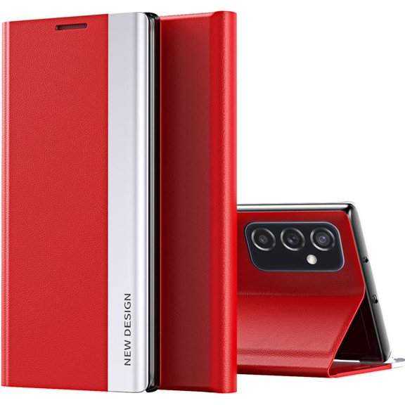 Case for Samsung Galaxy M52 5G Premium PU Leather Cover [Shockproof TPU Interior Case] Stand Flip Phone Case for Samsung Galaxy M52 5G CX Red