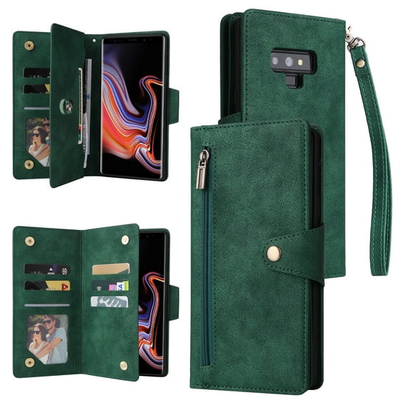 Case for Samsung Galaxy Note 9 Magnetic Leather Zipper Wallet Cover Card Holder