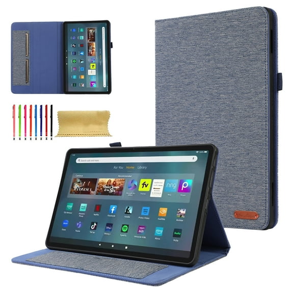 Case for Samsung Galaxy S10 FE 2025 / S9 FE 2023, Fabric PU Leather Folio Cover Soft TPU Inner Multiple Viewing Angles Stand with Card Slots - Blue