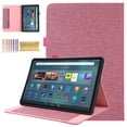 thumbnail image 1 of Case for Samsung Galaxy S10 FE 2025 / S9 FE 2023, Fabric PU Leather Folio Cover Soft TPU Inner Multiple Viewing Angles Stand with Card Slots - Pink, 1 of 5