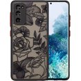 thumbnail image 1 of Case for Samsung Galaxy S20 FE 5G, Slim Rose Pattern Floral Print Design Girls Women Translucent Matte TPU Bumper Shockproof Protective Cover, Black, 1 of 14