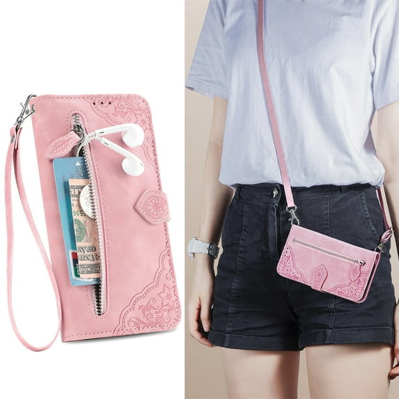 Case for Samsung Galaxy S21 5G Zipper Wallet Cover Lanyard Crossbody Neck Strap