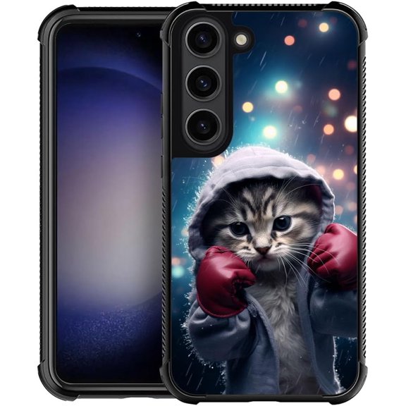 Case for Samsung Galaxy S21, Funny Animal Boxing Cat S21 for Men Boy, Drop Protection with Soft TPU Bumper