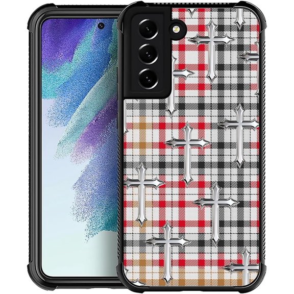 Case for Samsung Galaxy S21 Plus, Grid Jesus Cross S30 Plus for Men Boy, Drop Protection with Soft TPU Bumper