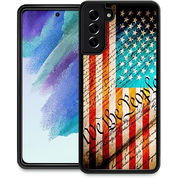 Case for Samsung Galaxy S21, US Constitution Overtop American Flag S21 Men Boy, Drop Protection S21 6.2-inch
