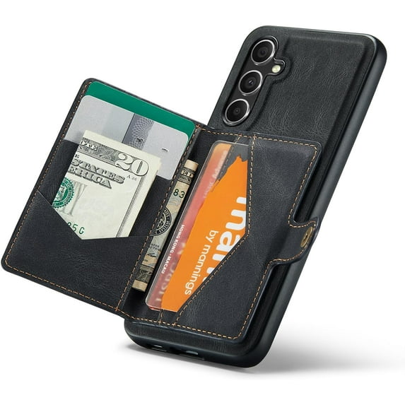 Case for Samsung Galaxy S23 FE 5G 2023, Detachable Magnetic Wallet Card Cash Slot Case Cover Support Wireless Charging Functional Kickstand (Black)