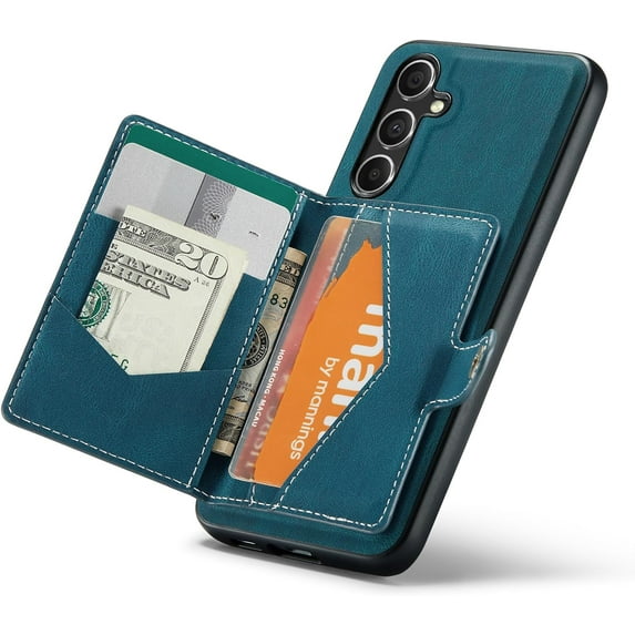 Case for Samsung Galaxy S23 FE 5G 2023, Detachable Magnetic Wallet Card Cash Slot Case Cover Support Wireless Charging Functional Kickstand (Teal)