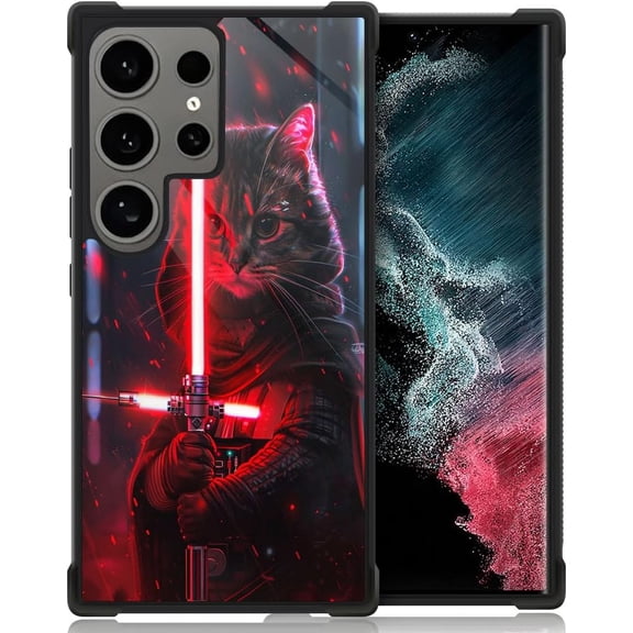 Case for Samsung Galaxy S23 Ultra, Cat Warrior and The Red Sword S23 Ultra for Men Boy, Drop Protection TPU Bumper S23 Ultra 6.8-inch
