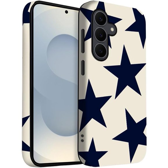 Case for Samsung Galaxy S24 Case | Beige Navy Blue Stars | Slim Drop Protection Design