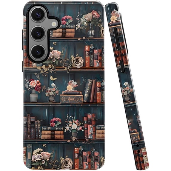 Case for Samsung Galaxy S24, Fits Glossy Case Design for Girl Women, Retro Floral Book Vintage