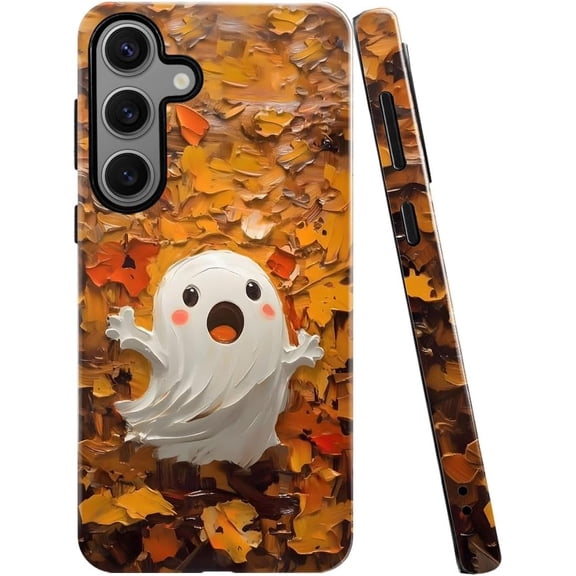 Case for Samsung Galaxy S24 Plus, Halloween Ghost Oil Painting Phone Case Military-Grade Drop Protection Cover for Women Girl - Glossy