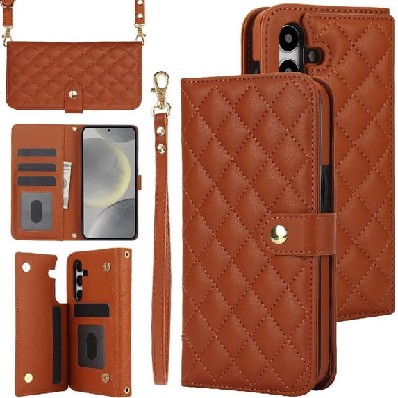 Case for Samsung Galaxy S24 Plus Stand Function Leather Wallet Case Anti Theft Brush Crossbody Style with 5 Card Slots Premium Protection