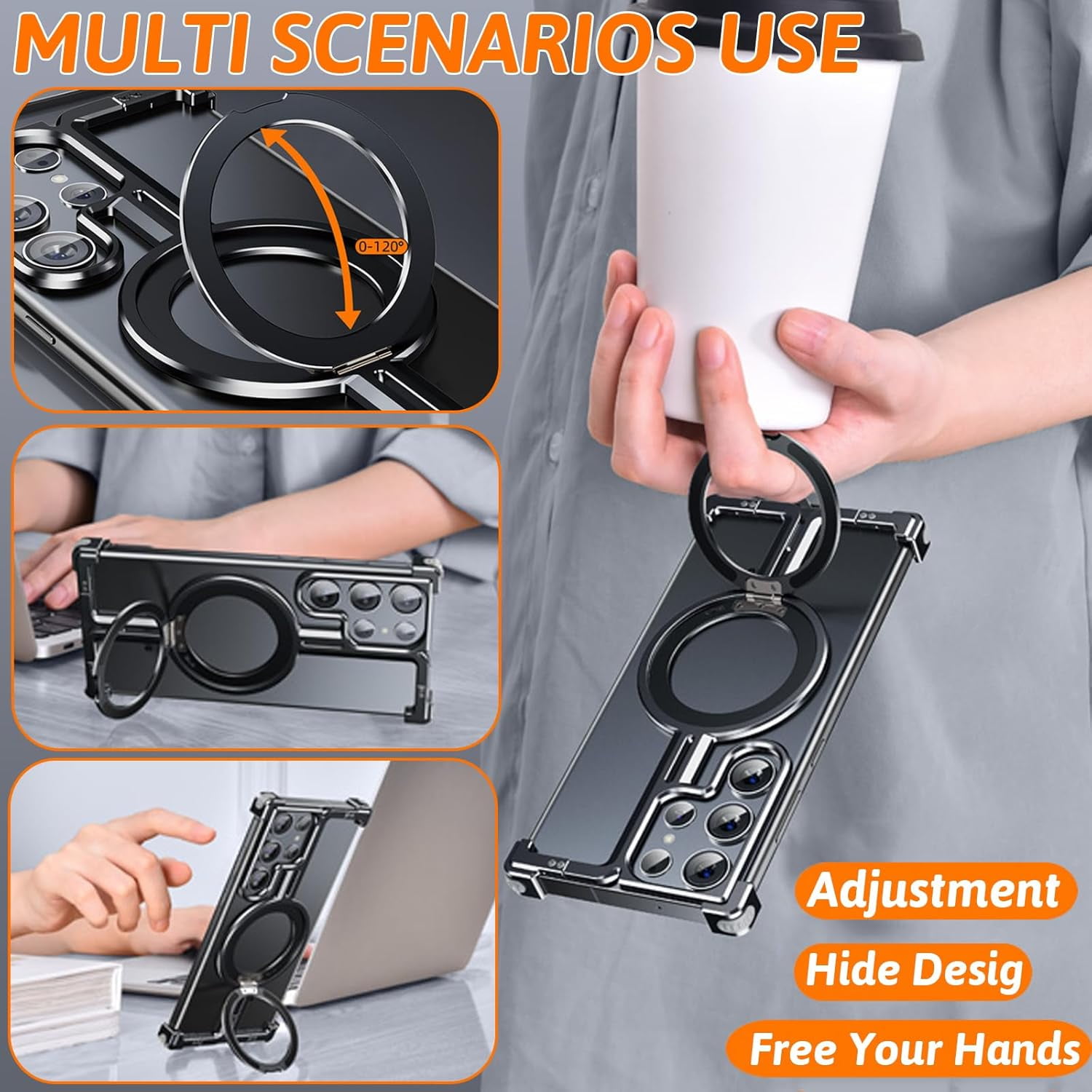 Case for Samsung Galaxy S24 Ultra/S24 Plus/S24, UltraThin Borderless Phone Case, Stand