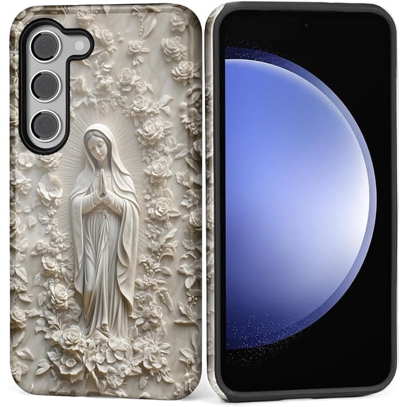 Case for Samsung Galaxy S25 Plus, Shockproof Hard Shell + Soft Silicone 2 in 1 Hybrid, Shockproof Bumper Drop Protective - Elegant Ivory Religious