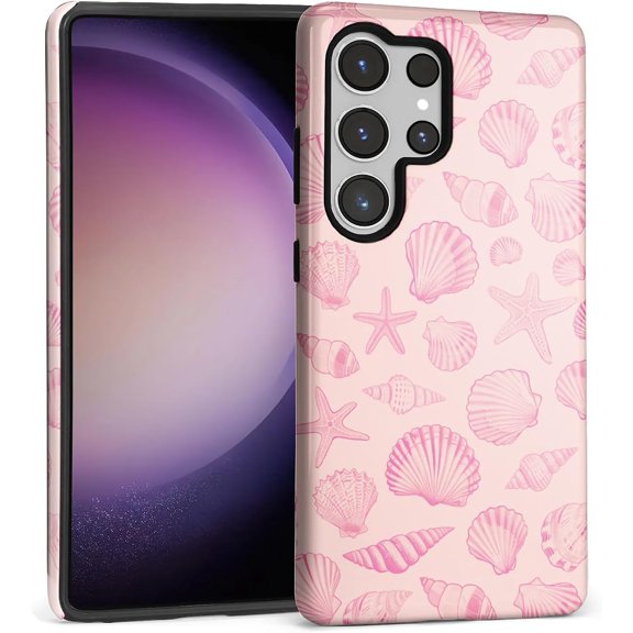 Case for Samsung Galaxy S25 Ultra, Camera Full Shell Protection Soft Phone Case-Vintage Pink Shells