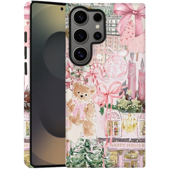 Case for Samsung Galaxy S25 Ultra, Pink Tree Christmas Holiday Phone Case Military-Grade Drop Protection Cover for Women Girl - Frosted