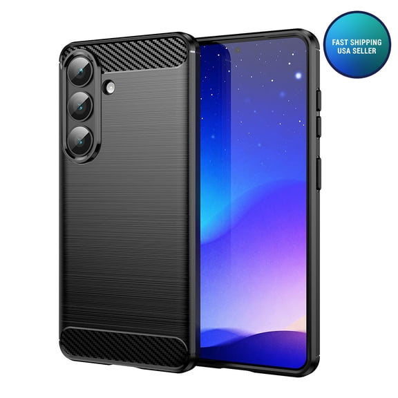 Case for Samsung Galaxy S26+ 5G, Ultra Slim Fit Phone Cover with Shock-Absorption Carbon Fiber TPU Rubber Protective Cases, Black
