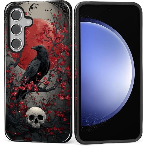 Case for Samsung Galaxy S26, Shockproof Hard Shell + Soft Silicone 2 in 1 Hybrid, Shockproof Bumper Drop Protective- Goth Fantasy Raven