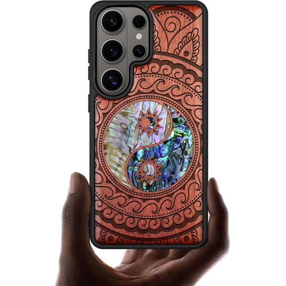 Case for Samsung Galaxy S26 Ultra Case, Artisan Design Shell Inlaid, Yin Yang Paisley, Rosy