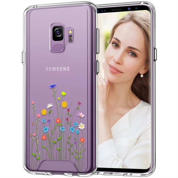 Case for Samsung Galaxy S9, Floral Designed Shockproof Protective Phone Cases, Clear Flowers Thin Cover for Samsung Galaxy S9 5.8 Inches
