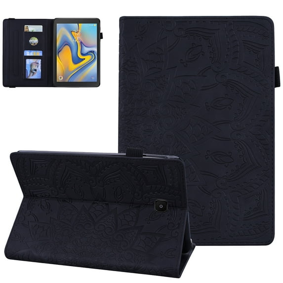 Case for Samsung Galaxy Tab A 8.0 2018 Model SM-T387, Slim Embossed Flower Premium Faux Leather Folio Stand Protective Cover with Card Holders