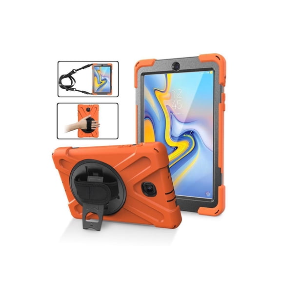Case for Samsung Galaxy Tab A 8.0 inch 2018 Model SM-T387 Shockproof Cover with Kickstand, Handle Strap+ Shoulder Strap