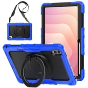 Case for Samsung Galaxy Tab S11 Ultra 14.6 inch 2025, 360 Rotating Stand Handle Pencil Holder Shoulder Strap Heavy Duty Shockproof Cover, Blue