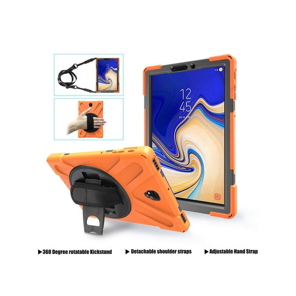 Case for Samsung Galaxy Tab S4 10.5 inch 2018, Model SM-T830/T835/T837 ShockProof Cover with 360 Degree Kickstand/Hand Strap/Shoulder Strap