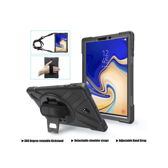 Case for Samsung Galaxy Tab S4 10.5 inch 2018, Model SM-T830/T835/T837 ShockProof Cover with 360 Degree Kickstand/Hand Strap/Shoulder Strap