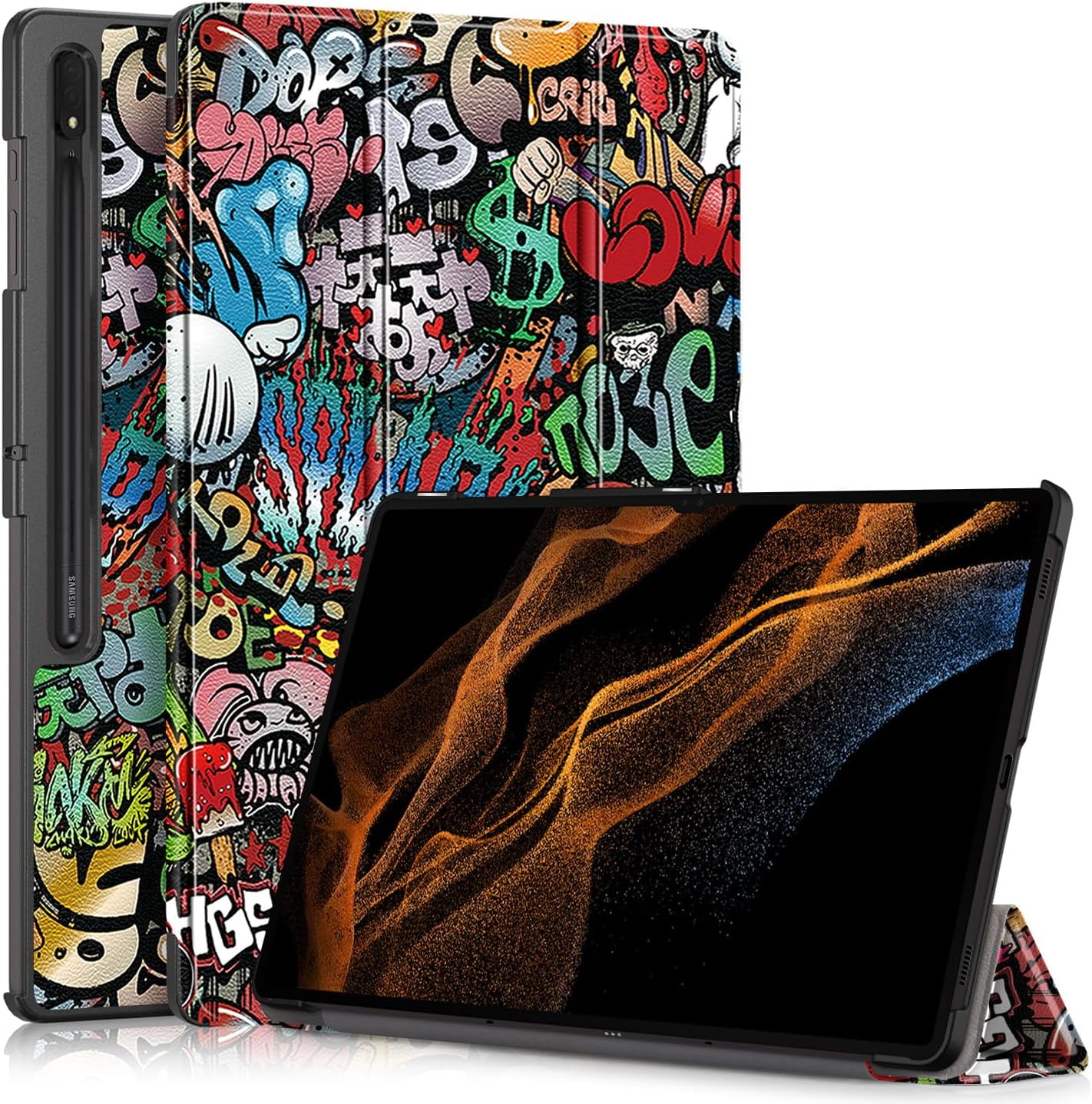 GSFY Case For 2024 IPad Air 11 Inch 6th Gen  M2 , Premium PU Leather Ultra Slim Trifold Smart Stand Protective Auto Sleep Wake 6th 10 9 4th 5th Graffiti Art