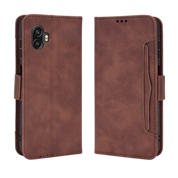 Case for Samsung Galaxy XCOVER 6 PRO Cover Adjustable Detachable Card Holder Magnetic closure Leather Wallet Case - Brown